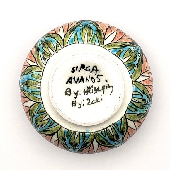 Vtg Sirga Avanos Ceramic Lidded Mini Trinket Box Hand Painted Signed Turkish EUC - Picture 6 of 9